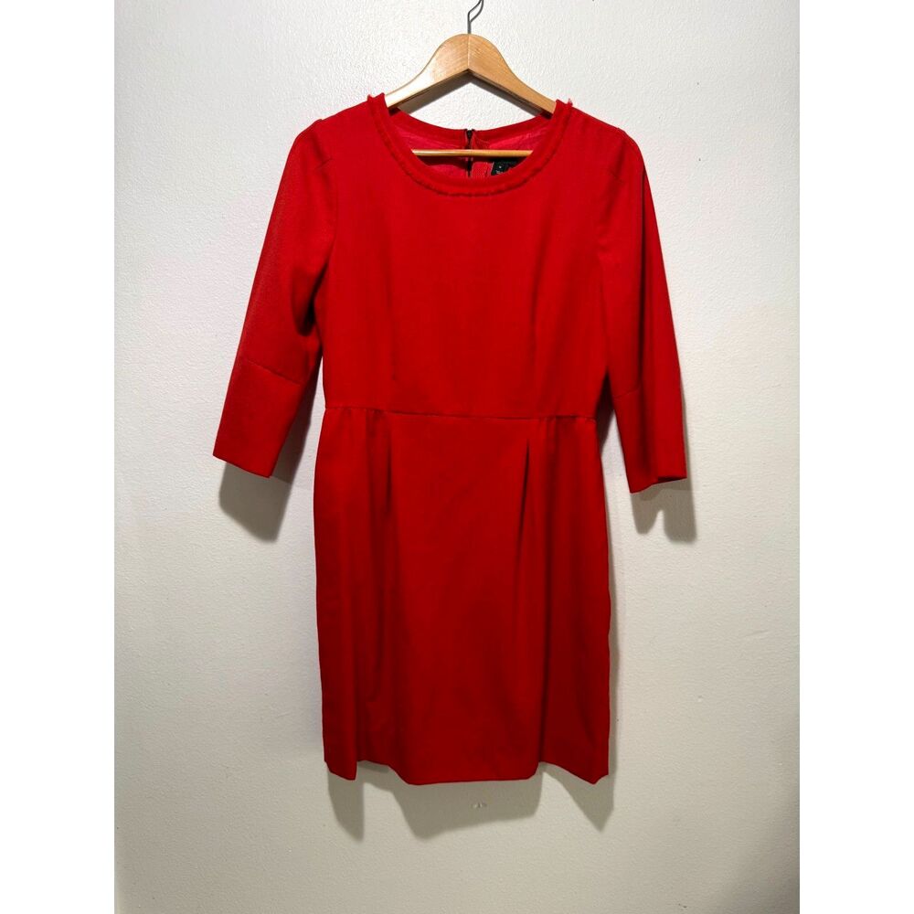 J. Crew wool blend dress red career business casual minimalist modest women 12